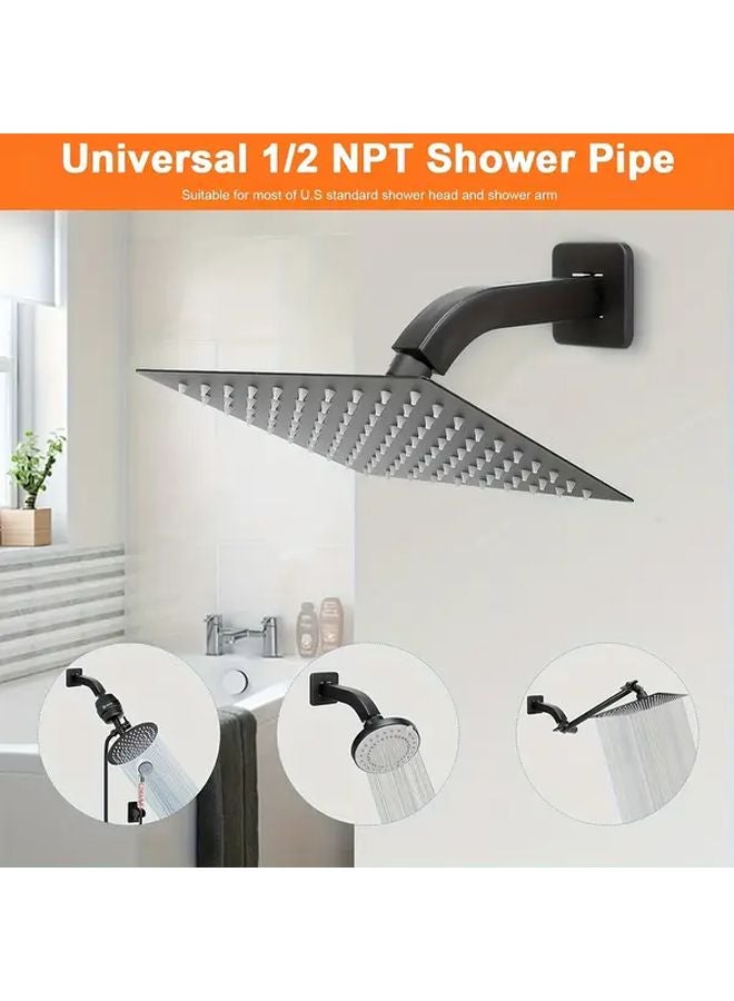 6 Inch Matte Black Shower Arm Holder 304 Stainless Steel Wall Mounted Extension For Shower Head - Image 5